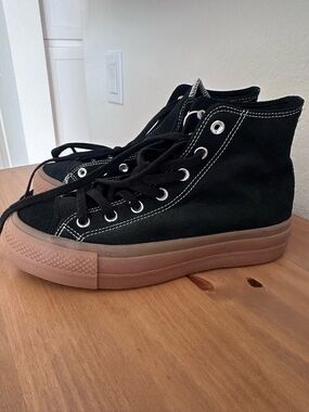 Converse Black High-Top Sneakers with Brown Gum Sole